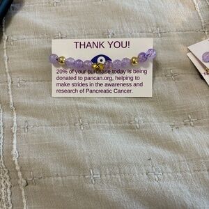 Purple and Gold Beaded Bracelet 100% donation made to fund pancan.org